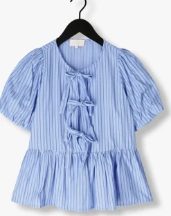 lichtblauwe notre-v blouses nv-frederica stripe