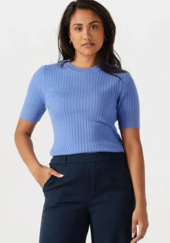 lichtblauwe object t-shirt objnoelle s/s knit t-shirt