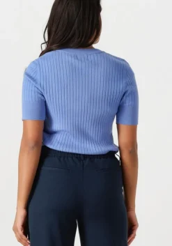 lichtblauwe object t-shirt objnoelle s/s knit t-shirt