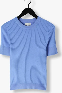 lichtblauwe object t-shirt objnoelle s/s knit t-shirt