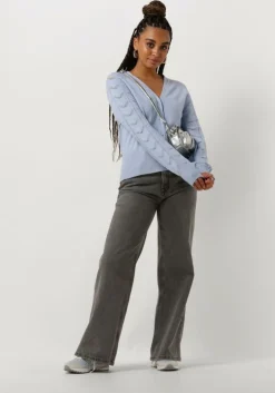 lichtblauwe object vest objeva l/s knit cardigan