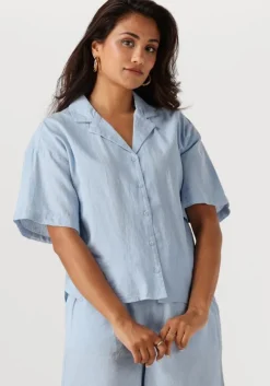lichtblauwe selected femme blouses slfluisa 2/4 revers shirt b