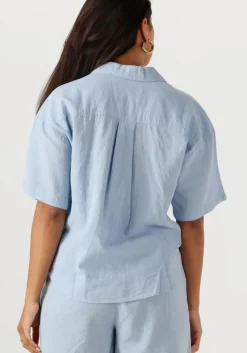 lichtblauwe selected femme blouses slfluisa 2/4 revers shirt b