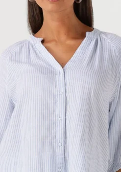lichtblauwe selected femme blouses slfalberta 3/4 stripe shirt noos