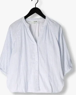 lichtblauwe selected femme blouses slfalberta 3/4 stripe shirt noos