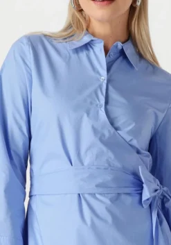 lichtblauwe selected femme midi jurk slfaviana ls midi wrap dress