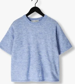 lichtblauwe selected femme t-shirt slfmaline-liliana 2/4 knit o-neck