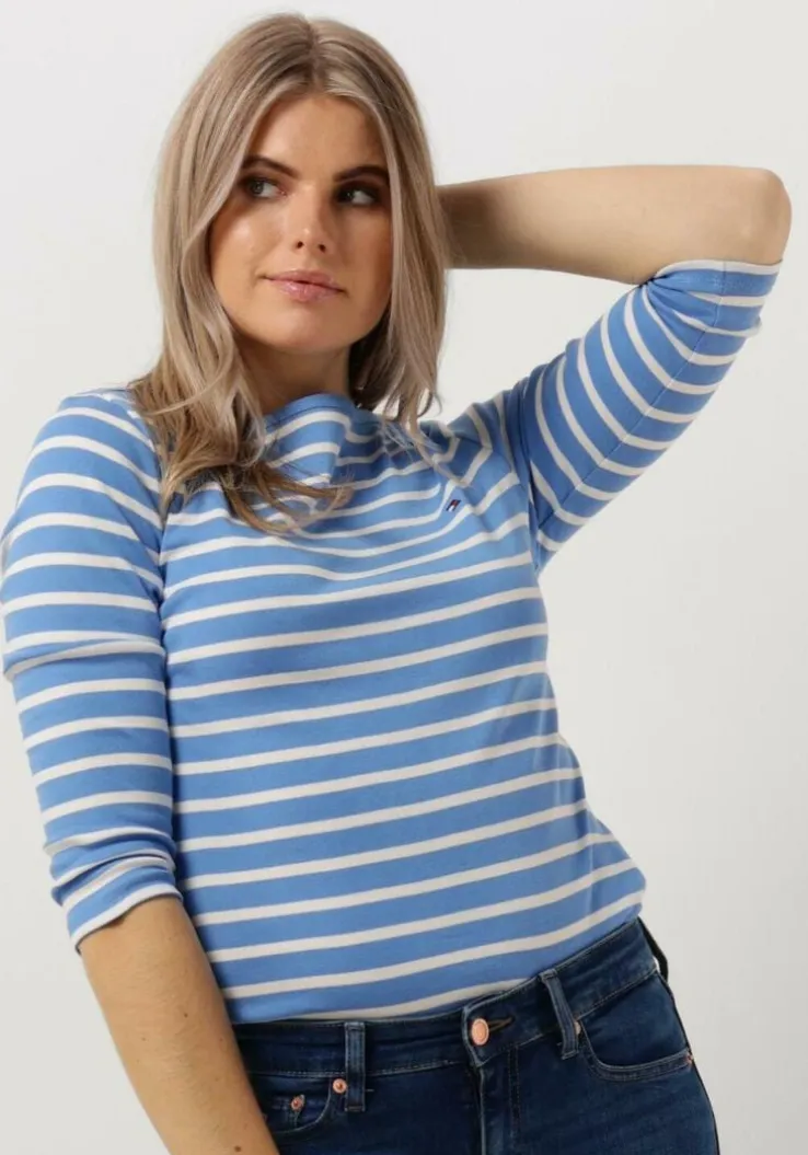 lichtblauwe tommy hilfiger tops & t-shirts new cody slim boat-nk ss 3/4slv