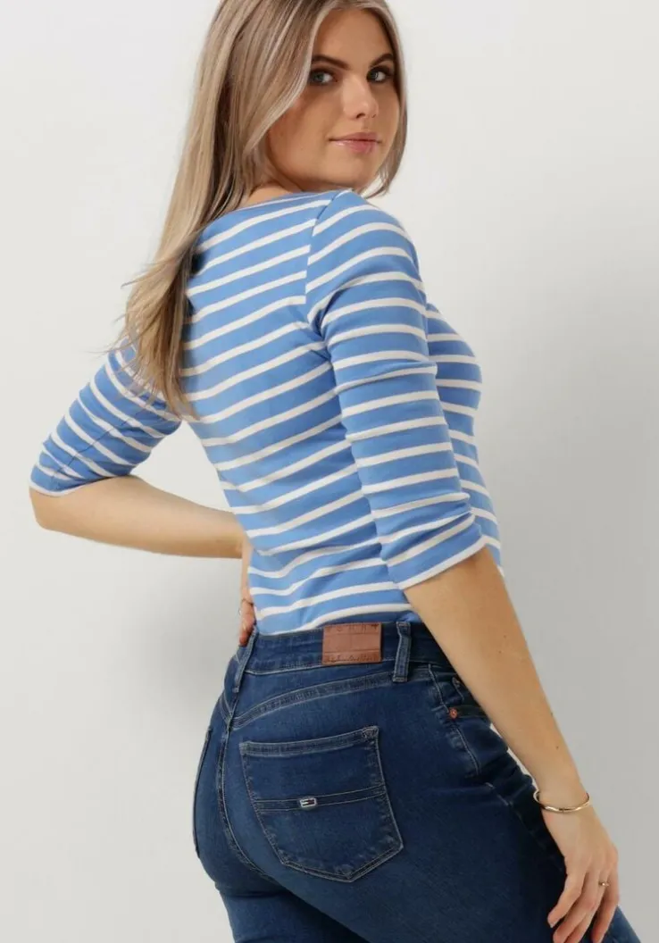 lichtblauwe tommy hilfiger tops & t-shirts new cody slim boat-nk ss 3/4slv