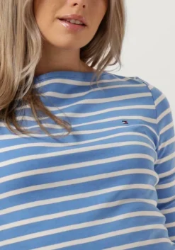 lichtblauwe tommy hilfiger tops & t-shirts new cody slim boat-nk ss 3/4slv