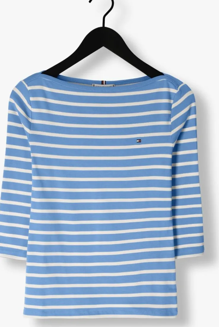 lichtblauwe tommy hilfiger tops & t-shirts new cody slim boat-nk ss 3/4slv