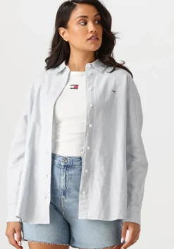lichtblauwe tommy jeans blouses tjw rlx linen shirt