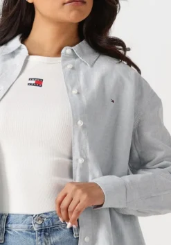 lichtblauwe tommy jeans blouses tjw rlx linen shirt
