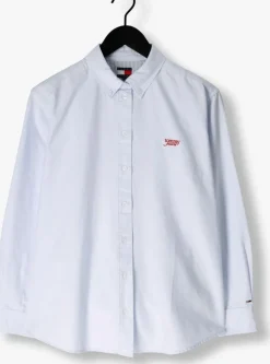 lichtblauwe tommy jeans blouses tjw rlx script oxford shirt