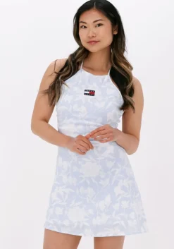 lichtblauwe tommy jeans mini jurk tjw aop mini dress