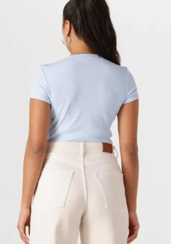 lichtblauwe tommy jeans t-shirt tjw slim essential rib ss ext