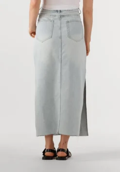 lichtblauwe withblack midirok wblgala denim skirt