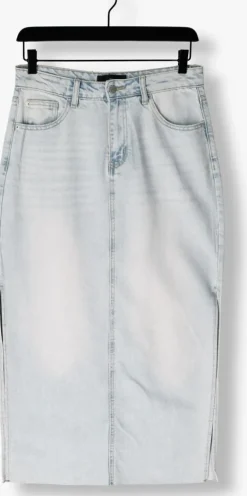 lichtblauwe withblack midirok wblgala denim skirt