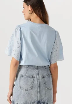 lichtblauwe y.a.s. t-shirt yaslex ss top w. emb sleeves s. noos