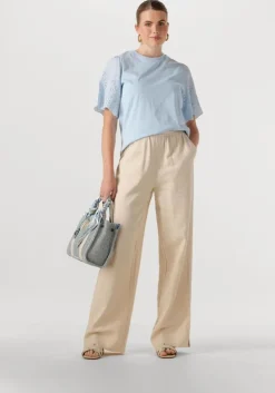 lichtblauwe y.a.s. t-shirt yaslex ss top w. emb sleeves s. noos