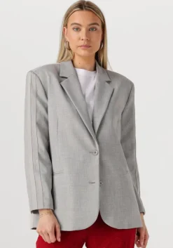 ALIX THE LABEL lichtgrijze blazer woven flowy blazer>DAMES Blazers