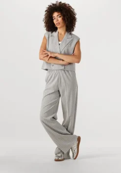 ALIX THE LABEL lichtgrijze wijde broek ladies woven pinstripe pants>DAMES Co-Ord Sets|Broeken