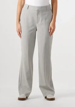 lichtgrijze alix the label pantalon ladies woven foil stripe pants