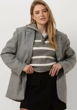 NEO NOIR lichtgrijze blazer gaby structure blazer>DAMES Blazers
