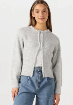 NEO NOIR lichtgrijze vest lily pearl knit cardigan>DAMES Truien & Vesten