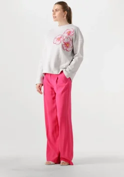 POM AMSTERDAM lichtgrijze trui floral grey melange>DAMES Truien & Vesten