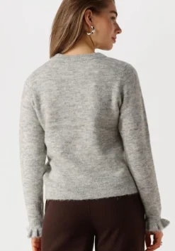 SELECTED FEMME lichtgrijze trui slflulu ls knit frill cuff o-neck><noscript><img width=