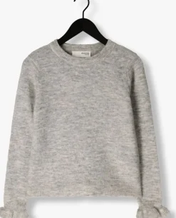 SELECTED FEMME lichtgrijze trui slflulu ls knit frill cuff o-neck><noscript><img width=