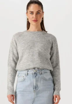 SELECTED FEMME lichtgrijze trui lulu ls knit o-neck b>DAMES Truien & Vesten
