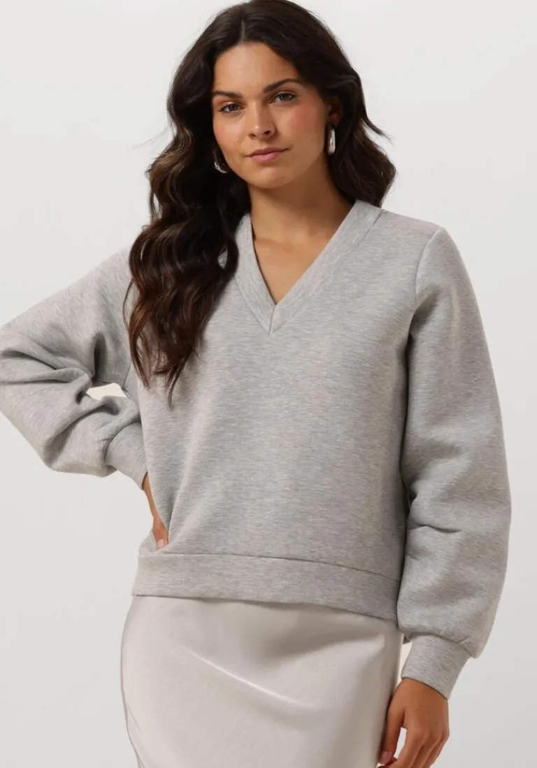 SELECTED FEMME lichtgrijze trui slfjamila ls v-neck sweat>DAMES Truien & Vesten