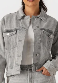 lichtgrijze withblack jack wblabigale denim jacket