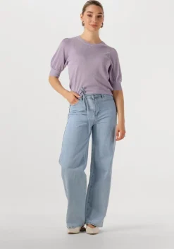 lila minus t-shirt liva puff sleeve metallic knit pullover