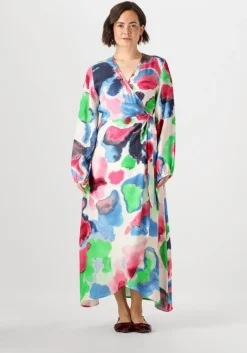 JANSEN AMSTERDAM maxi jurk nienke jurk wm 564 wrap long puffed sleeve>DAMES Jurken