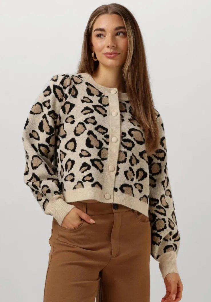 multi summum vest knitted cardigan leopard jacquard knit
