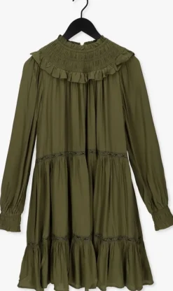 olijf scotch & soda mini jurk smocked and tiered long sleeved dress