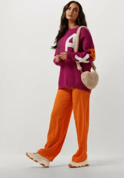 oranje alix the label wijde broek ladies woven krinkle pants