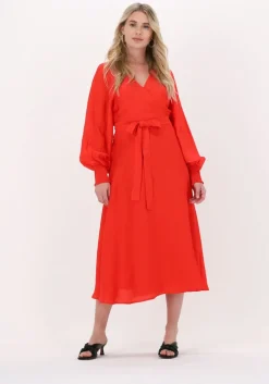oranje gestuz midi jurk luella long wrap dress