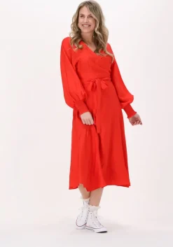 oranje gestuz midi jurk luella long wrap dress