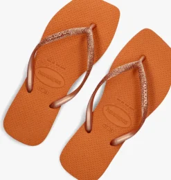oranje havaianas teenslippers square glitter