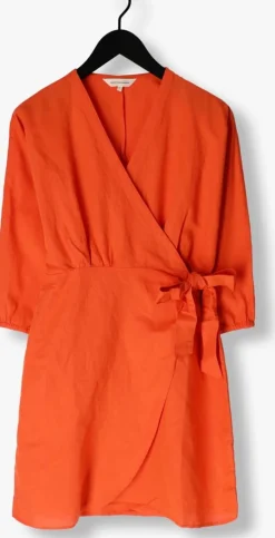 oranje msch copenhagen mini jurk mschmirilla 3/4 wrap dress