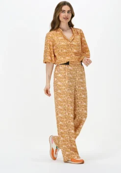 oranje scotch & soda wijde broek high-rise wide-leg drapey pyjama pants