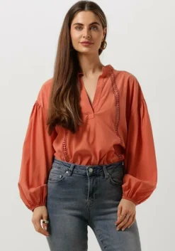 oranje summum blouses top lace accent tencel/cotton