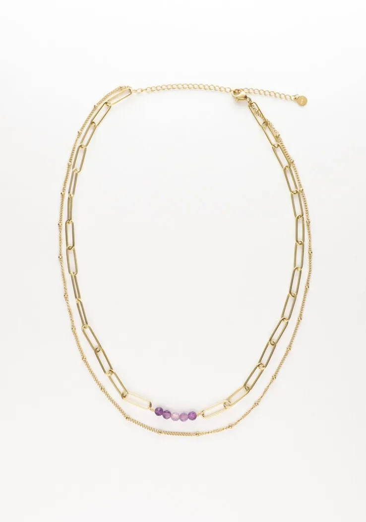 paarse notre-v kettingen ketting dubbel chain