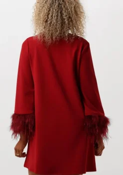 ANA ALCAZAR rode mini jurk dress feathers><noscript><img width=