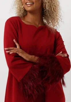 ANA ALCAZAR rode mini jurk dress feathers><noscript><img width=