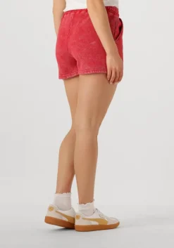 COLOURFUL REBEL rode korte broek uni logo acid wash sweat short><noscript><img width=